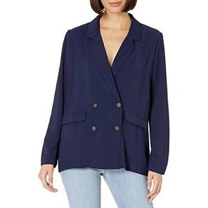 ASOS Sugar Lips Blazer Sz XS Blue Boyfriend Jacket Oversized Double Breasted NWT